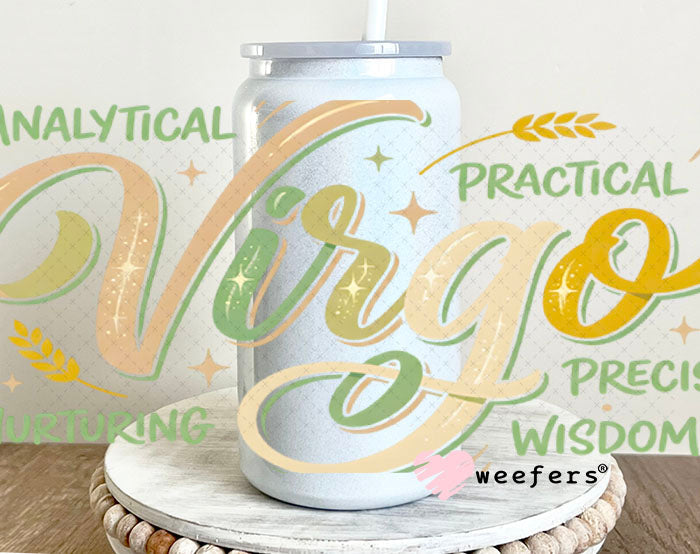 UV DTF Cup Wraps - Virgo Zodiac Sign 16oz Glass Can Generic Weefers