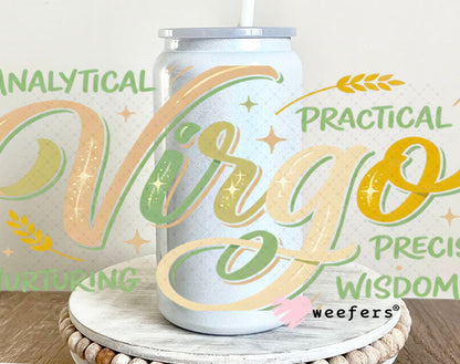 UV DTF Cup Wraps - Virgo Zodiac Sign 16oz Glass Can Generic Weefers