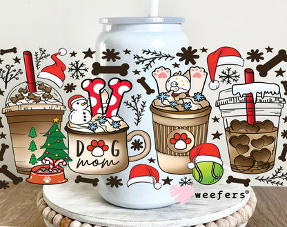 Christmas Dog Mom Coffee Latte UV DTF 16oz Cup Wrap - Weefers