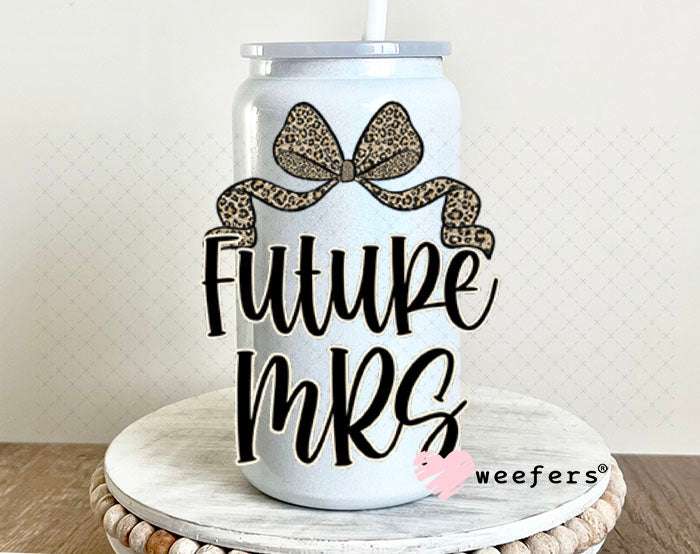 UV DTF Decal - Future Mrs Cheetah Bow 16oz Glass Can Generic Weefers