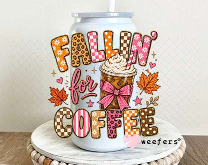 UV DTF Decal - Fallin' for Coffee 16oz Glass Can Generic Weefers