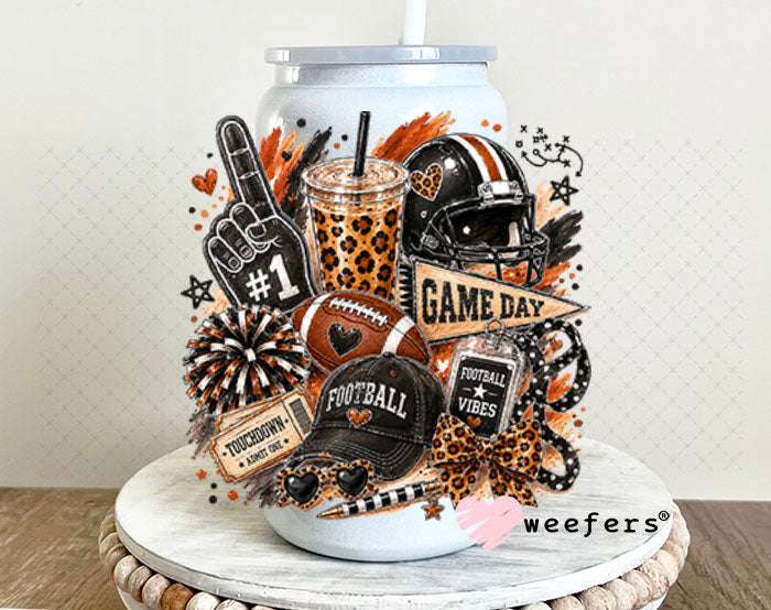 UV DTF Decal - Game Day Football 16oz Glass Can Generic Weefers