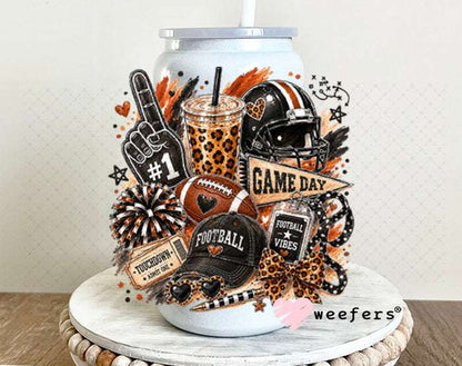 UV DTF Decal - Game Day Football 16oz Glass Can Generic Weefers