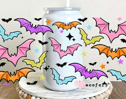 UV DTF Cup Wraps - Colorful Bats 16oz Glass Can Generic Weefers