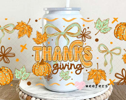 UV DTF Cup Wraps - Thanksgiving Vibes 16oz Glass Can Generic Weefers