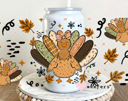 UV DTF Cup Wraps - Turkey Thanksgiving 16oz Glass Can Generic Weefers