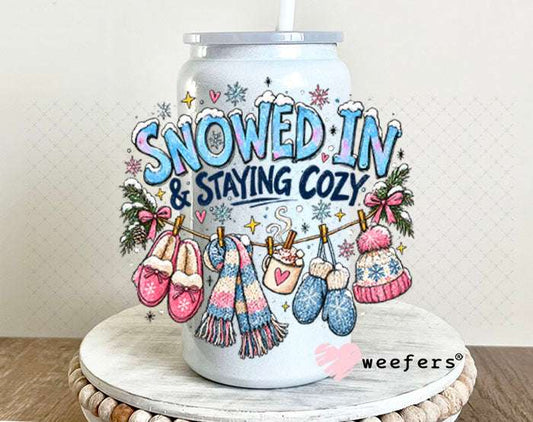 UV DTF Decal - Snowed In and Staying Cozy 16oz Glass Can Generic Weefers