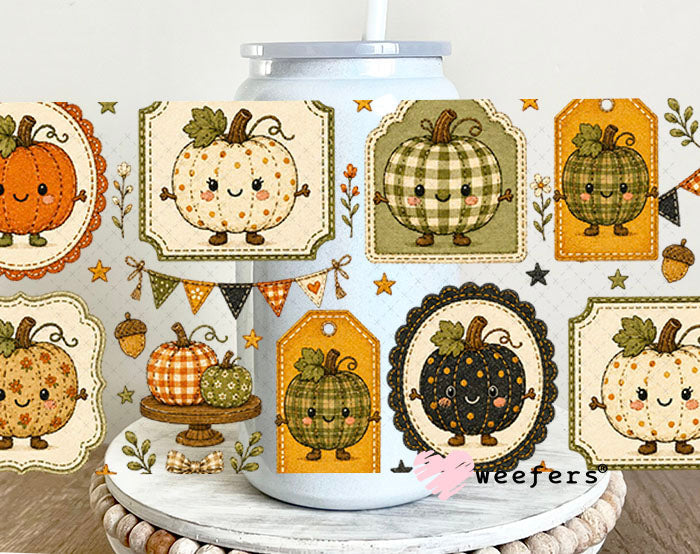 UV DTF Cup Wraps - Fall Friends Stamps 16oz Glass Can Generic Weefers