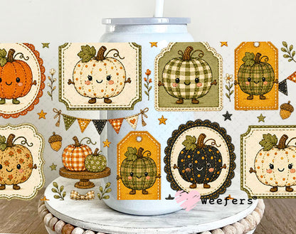 UV DTF Cup Wraps - Fall Friends Stamps 16oz Glass Can Generic Weefers