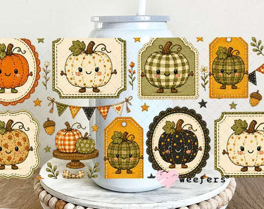 UV DTF Cup Wraps - Fall Friends Stamps 16oz Glass Can Generic Weefers