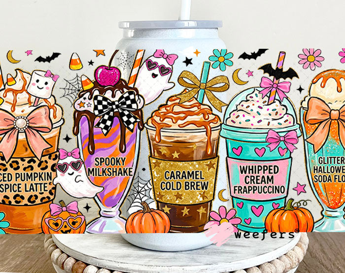 UV DTF Cup Wraps - Halloween Iced Coffee 16oz Glass Can Generic Weefers