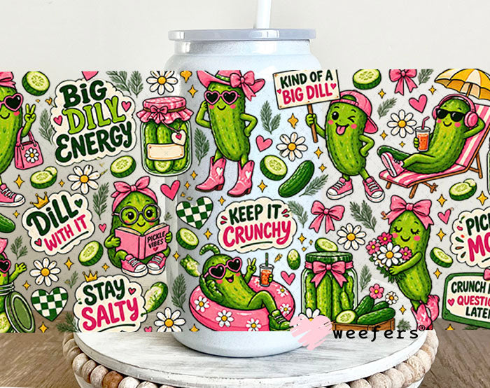 UV DTF Cup Wraps - Big Dill Energy Pickle Lover 16oz Glass Can Generic Weefers