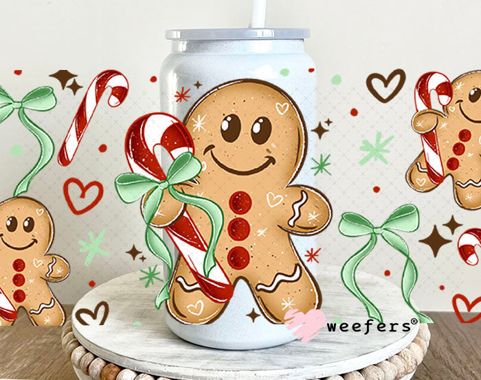 UV DTF Cup Wraps - Christams Gingerbread Red 16oz Glass Can Generic Weefers