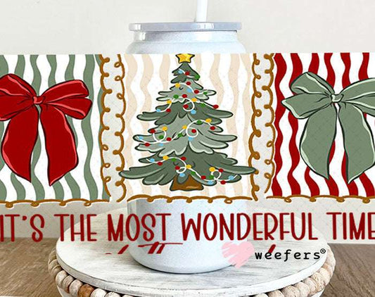 UV DTF Cup Wraps - It's the Most Wonderful Time of the Year Christmas 16oz Glass Can Generic Weefers