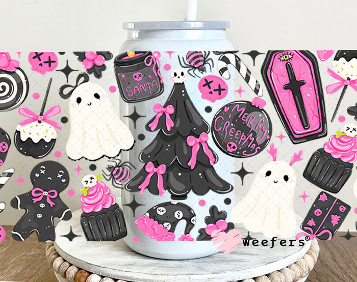 UV DTF Cup Wraps - Goth Christmas Pink Black 16oz Glass Can Generic Weefers