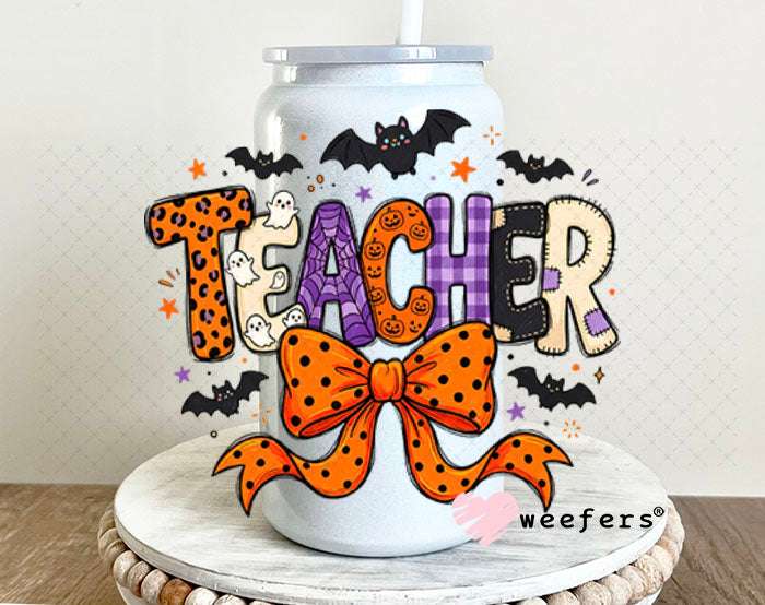 UV DTF Decal - Teacher Halloween 16oz Glass Can Generic Weefers