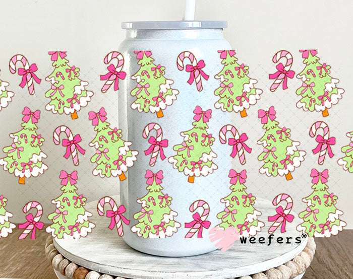 UV DTF Cup Wraps - Couquette Christmas 16oz Glass Can Generic Weefers