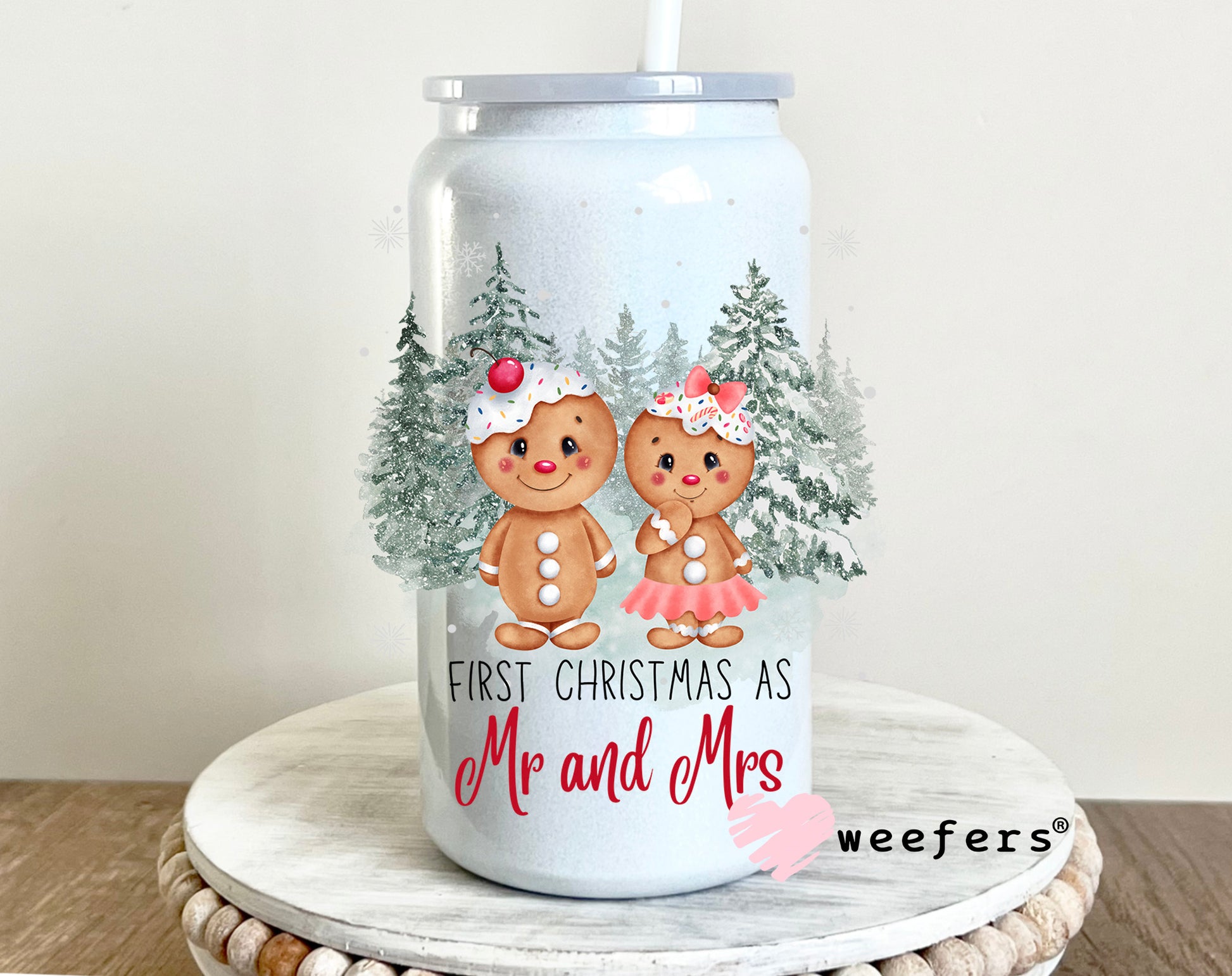 Our First Christmas as Mr and Mrs Gingerbread UV DTF 16oz Decal - Weefers