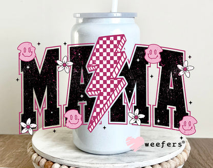 Mama Pink Black Lightening Bolt UV DTF Decal - Weefers