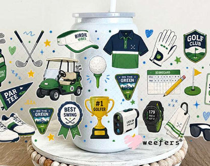 UV DTF Cup Wraps - Golf all Day 16oz Glass Can Generic Weefers