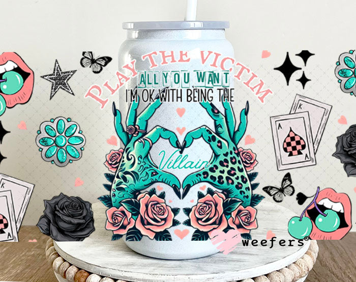 UV DTF Cup Wrap – USA Red White Blue Bows 16oz Glass Can Generic Weefers