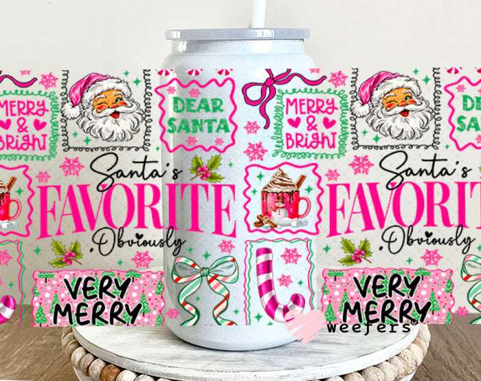 UV DTF Cup Wraps - Santa's Favorite 16oz Glass Can Generic Weefers