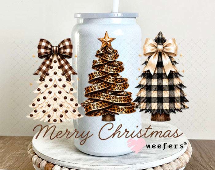 UV DTF Decal - Merry Christmas Rustic 16oz Glass Can Generic Weefers