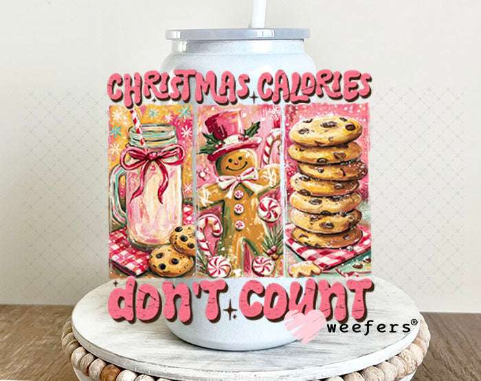 UV DTF Decal - Christams Calories Don't Count 16oz Glass Can Generic Weefers