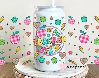 In My Teacher Era Flowers UV DTF 16oz Cup Wrap - Weefers