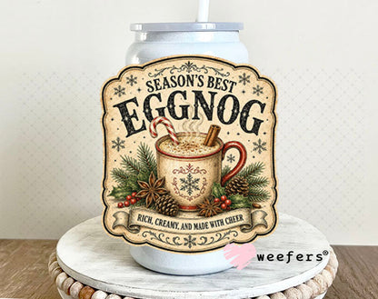 UV DTF Decal - Season's Best Eggnog 16oz Glass Can Generic Weefers