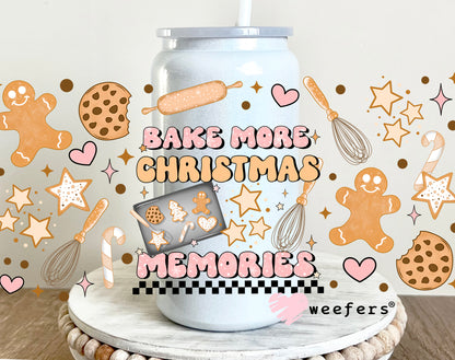 Bake More Christmas Memories UV DTF 16oz Libbey Cup Wrap