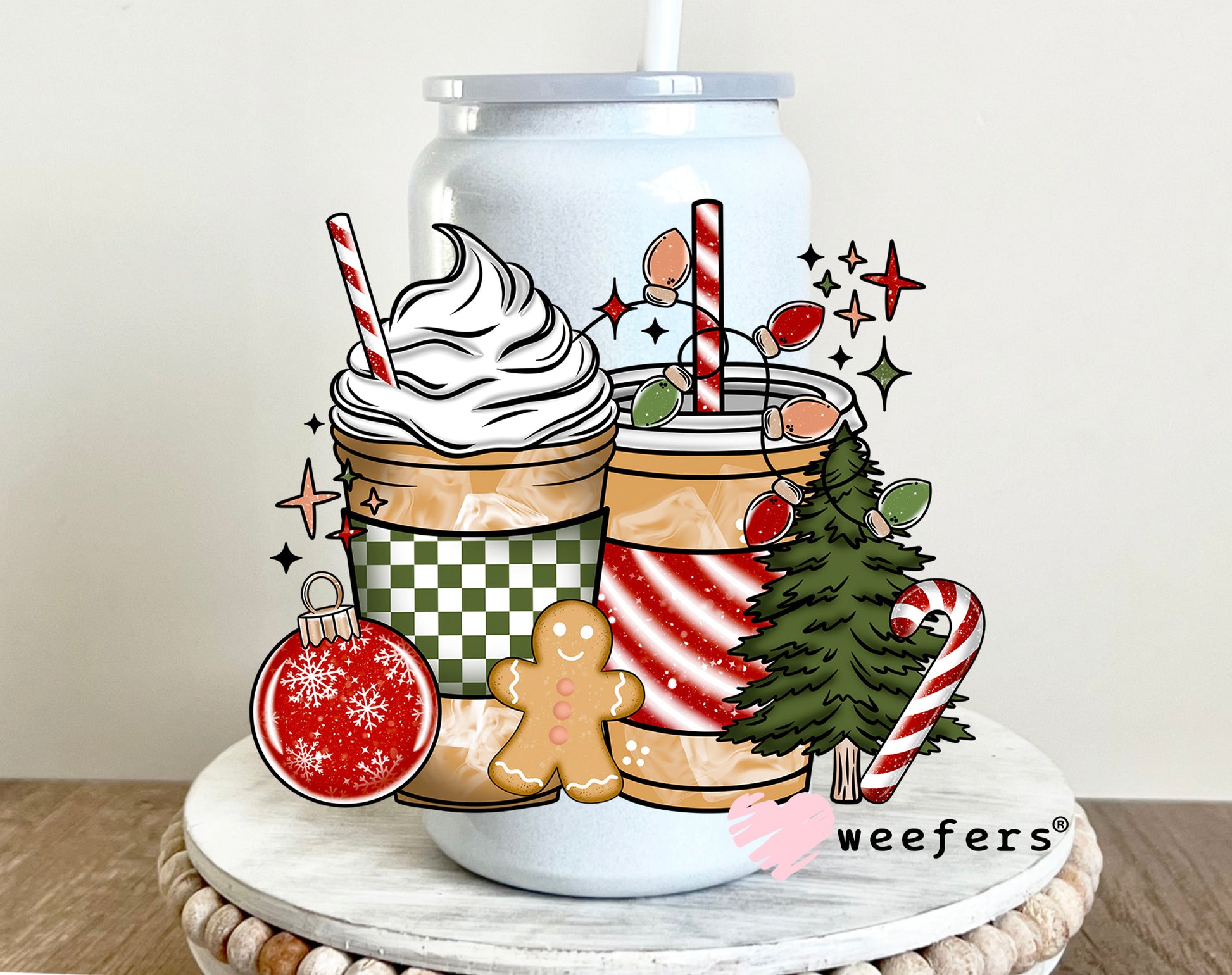 Christmas Coffee Latte UV DTF 16oz Decal