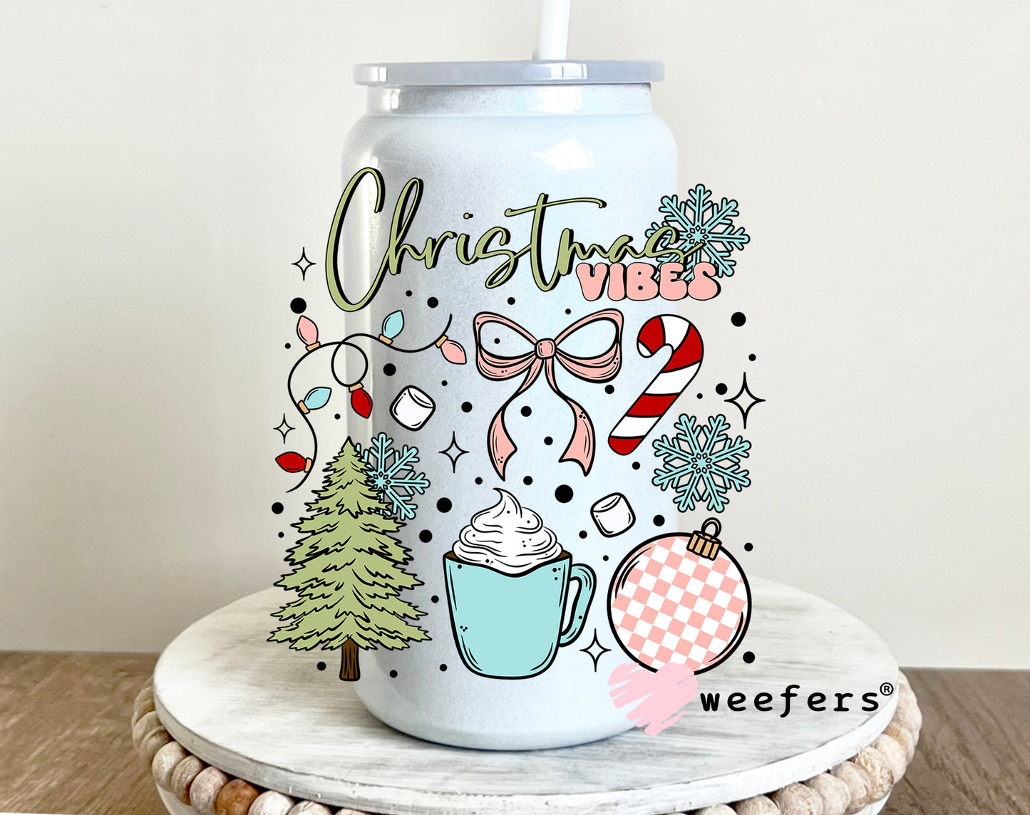 Christmas Vibes Pastels UV DTF 16oz Decal