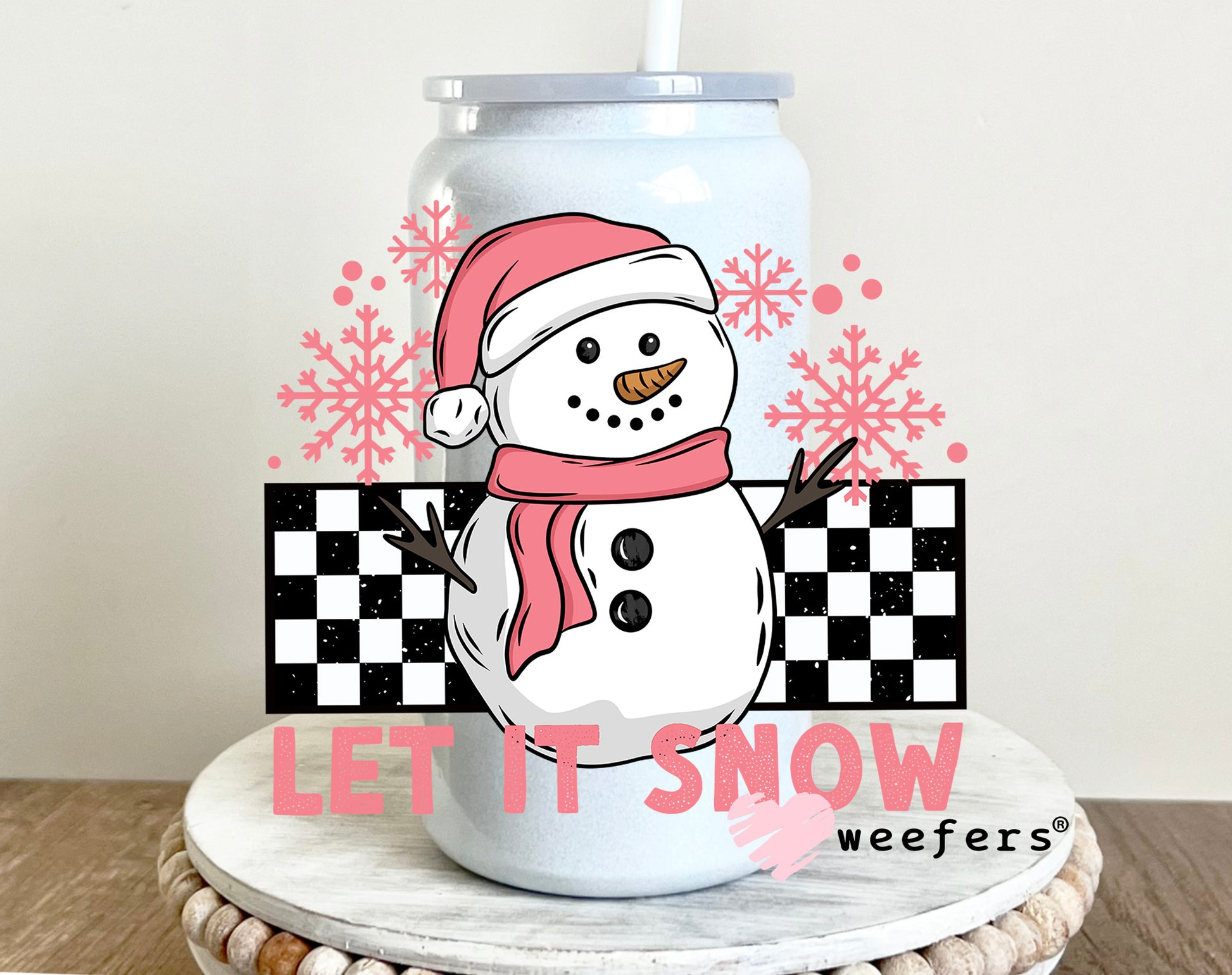 Let It Snow Pink UV DTF 16oz Decal