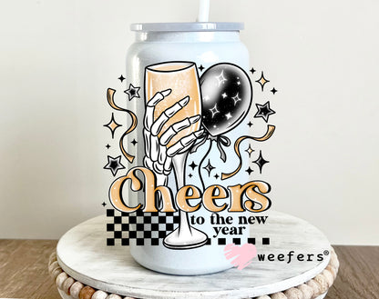 Cheers to the New Year Black Gold UV DTF 16oz Decal