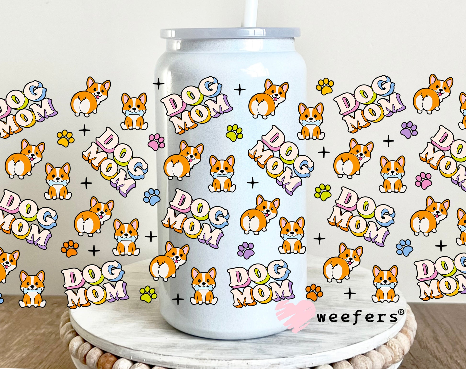 Dog Mom Corgi UV DTF 16oz Cup Wrap