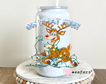 Oh What Fun Reindeer Christmas UV DTF 16oz Decal