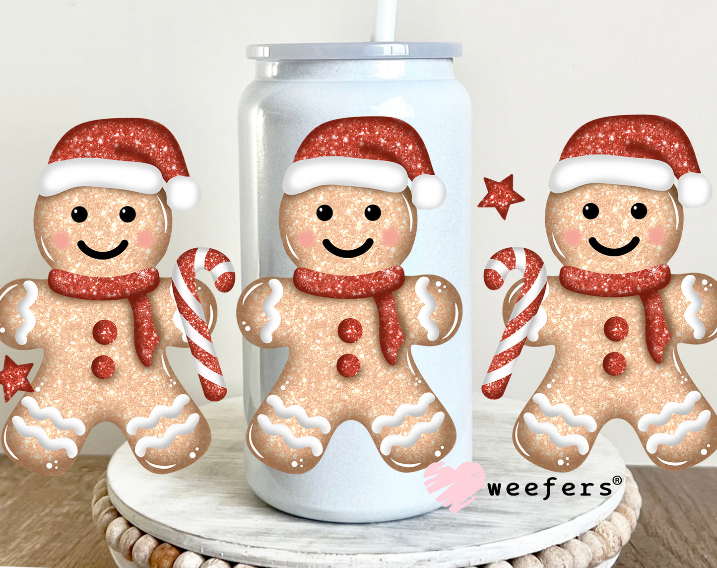 Gingerbread Trio Christmas UV DTF 16oz Decal