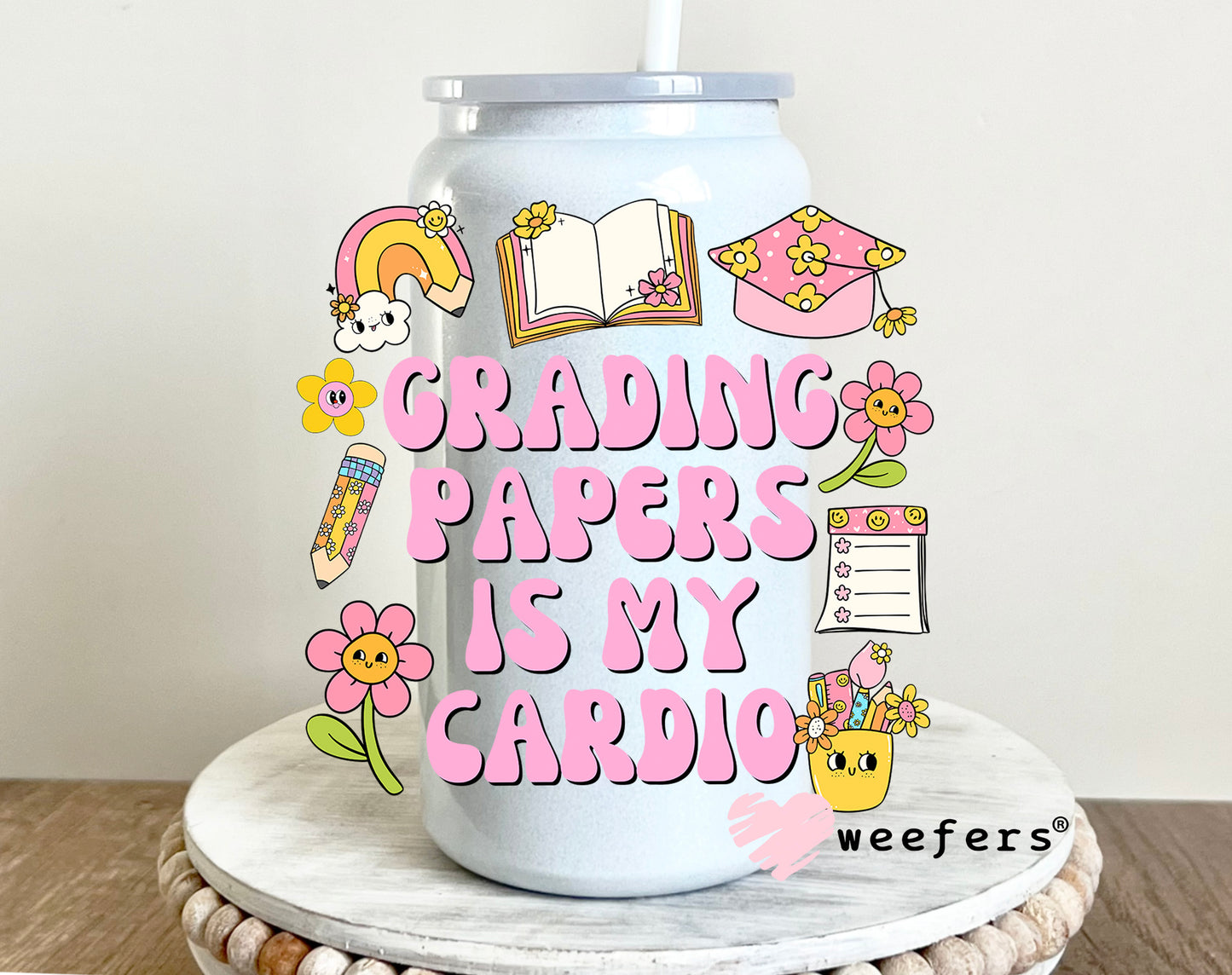 Grading Papers is My Cardio UV DTF 16oz Decal