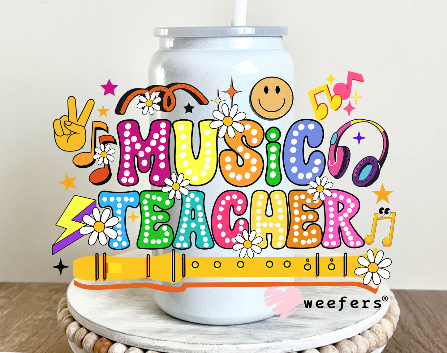 Colorful Music Teacher UV DTF 16oz Decal