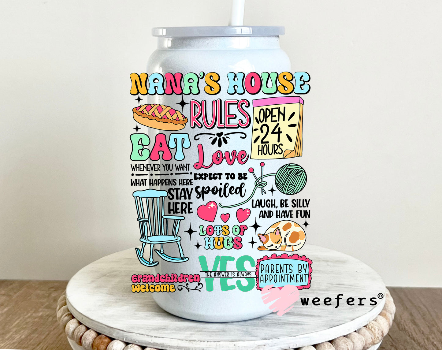 Nana's House Rules UV DTF 16oz Decal