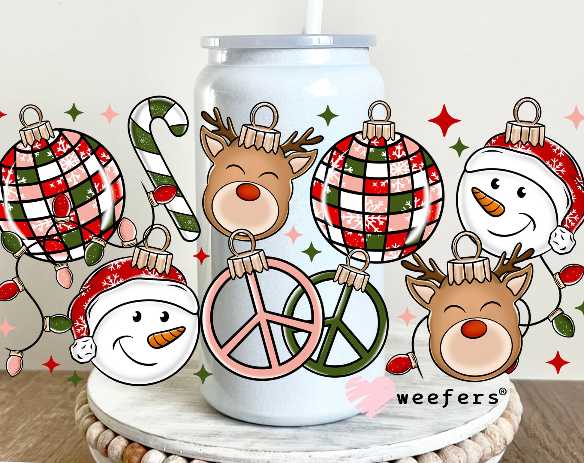 Christmas Reindeer and Santa UV DTF 16oz Cup Wrap