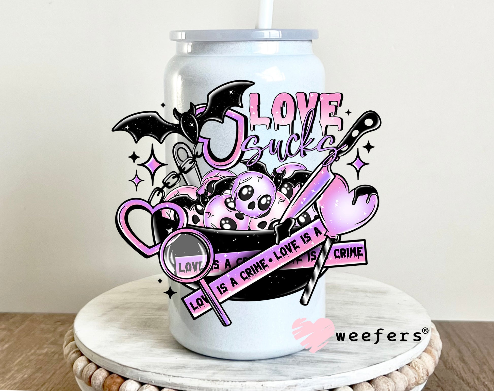 Love is a Crime Purple UV DTF 16oz Decal