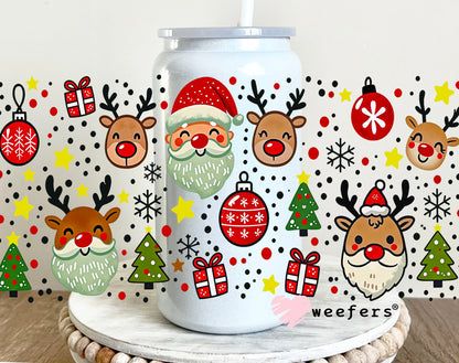 Christmas Santa and Reindeers UV DTF 16oz Cup Wrap