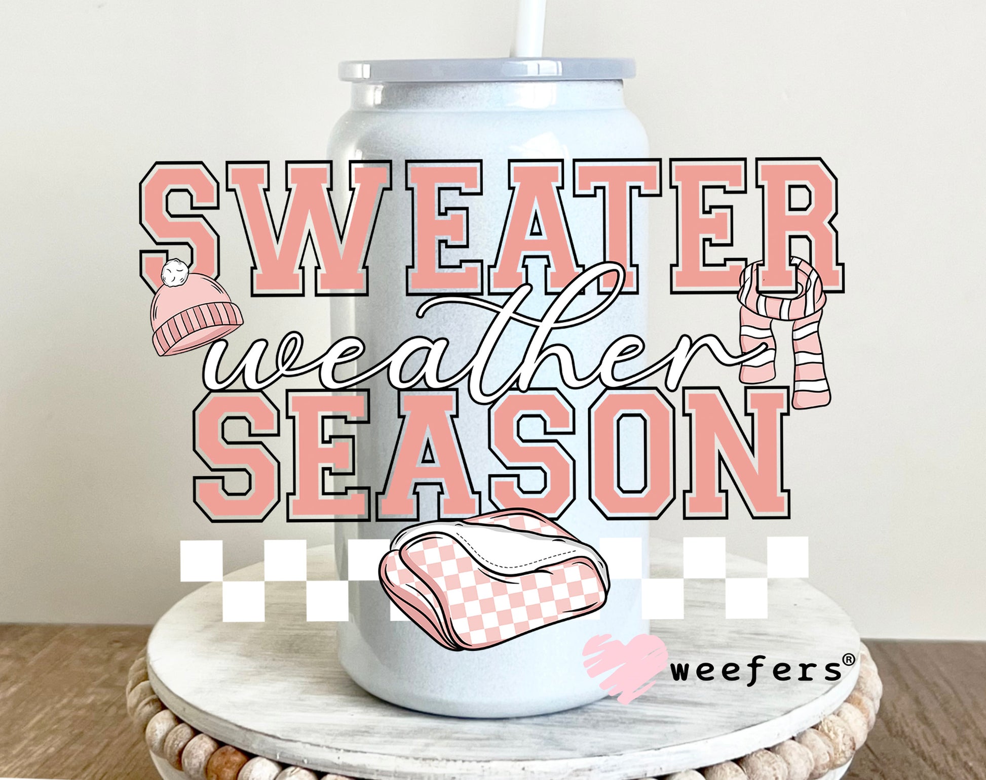 Sweater Weather Season Peach UV DTF 16oz Decal