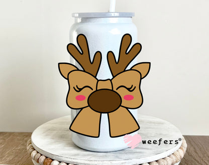 Reindeer Coquette Bow UV DTF 16oz Decal