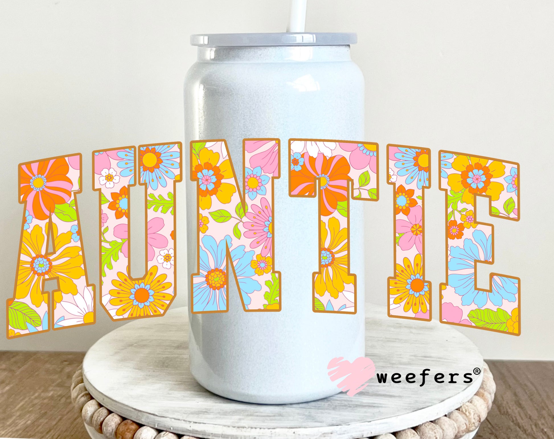 Auntie Spring Florals UV DTF 16oz Decal