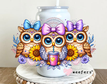 Girly Owls Trio UV DTF Decal - Weefers