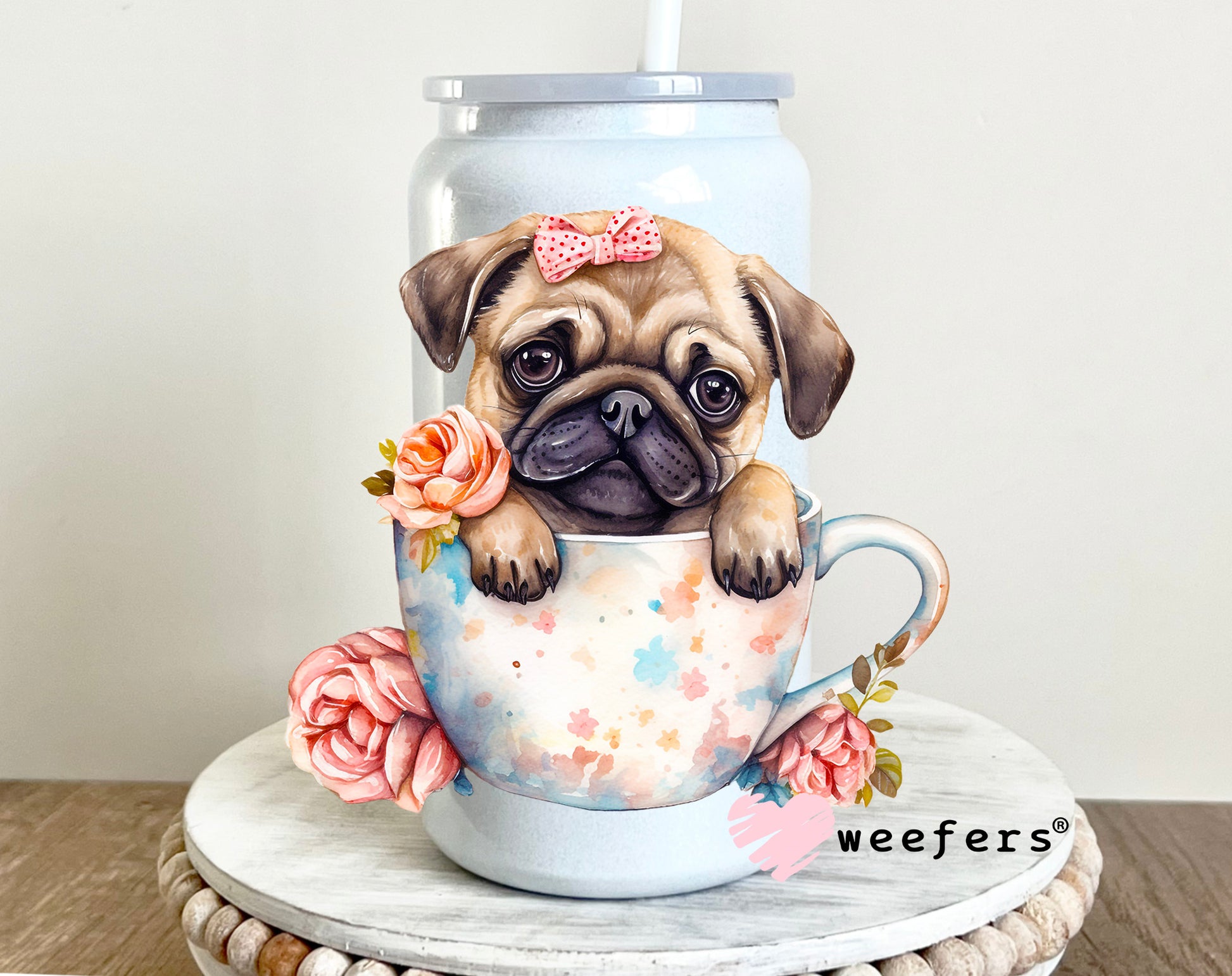 Cup of Cuteness Pug UV DTF Decal - Weefers