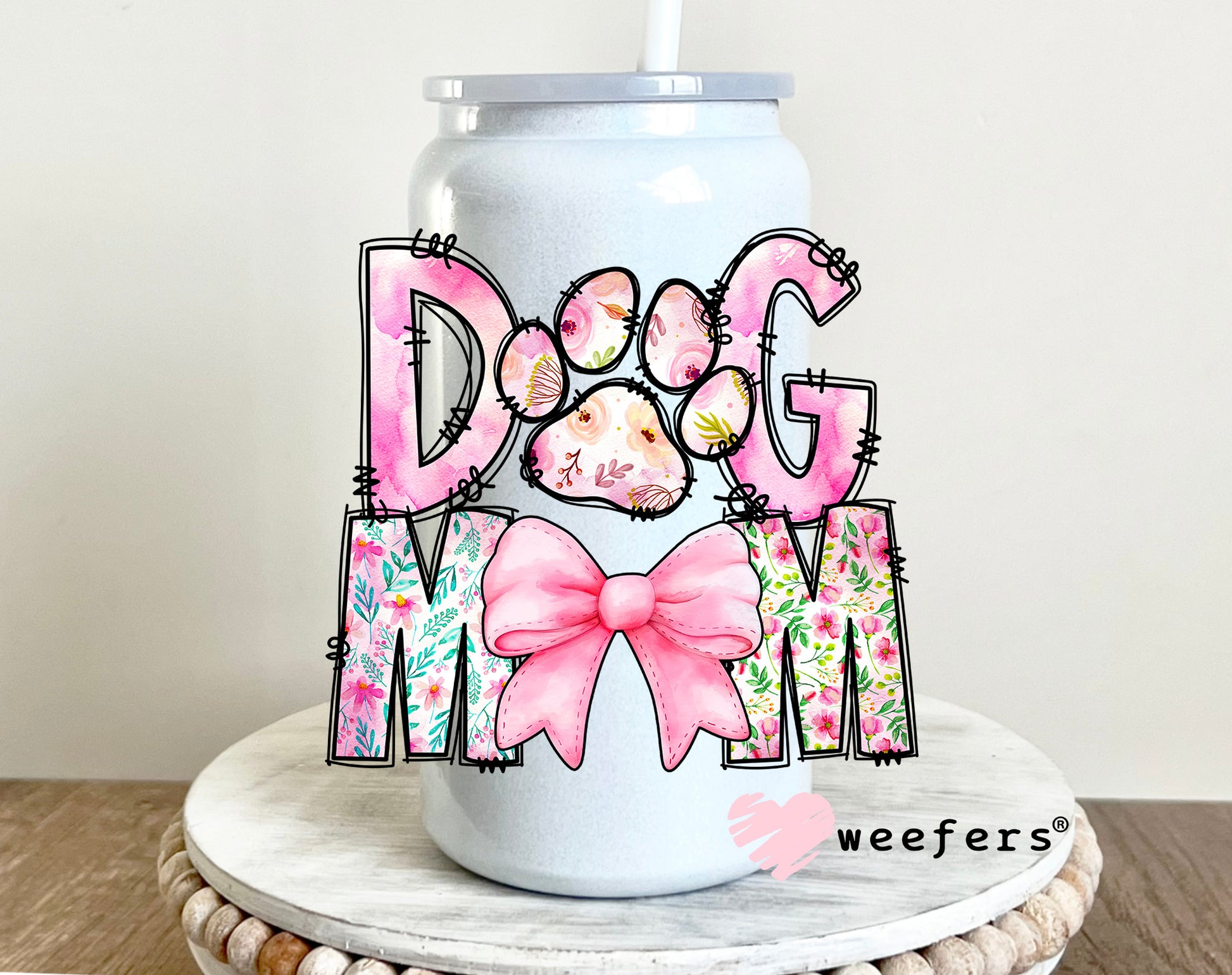 Dog Mom Paw Coquette UV DTF 16oz Decal